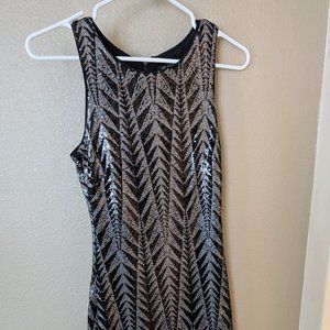 Guess Art Deco silver sequined mini dress